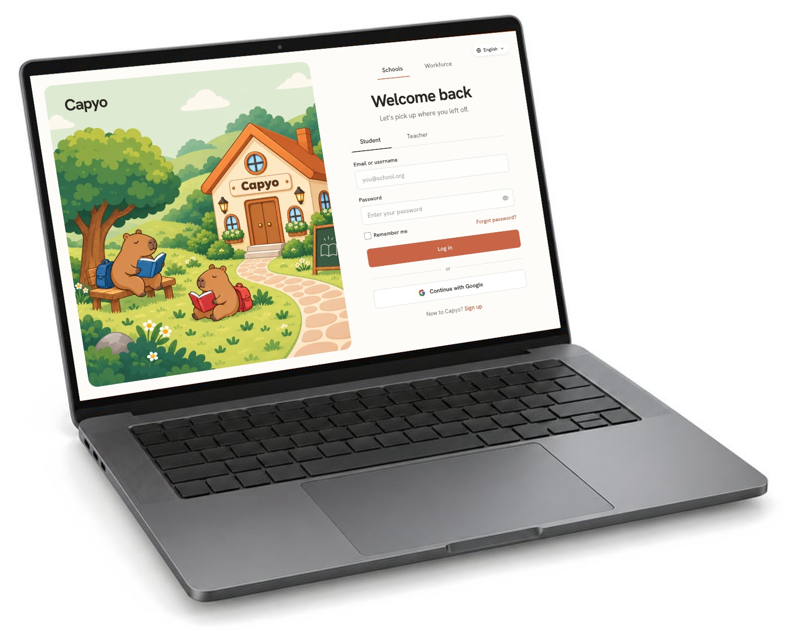 A laptop running Capyo